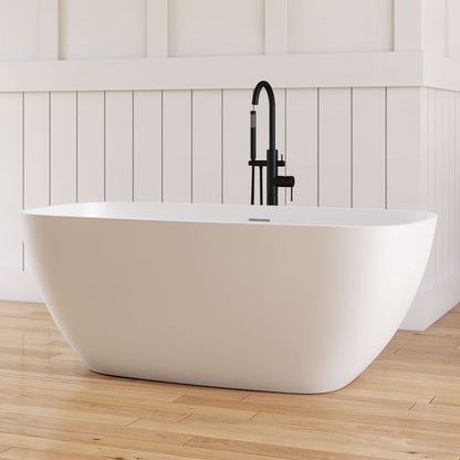 Medunjess Chelsea 59'' Freestanding Tub Solid Surface Freestanding Soaking Bathtub