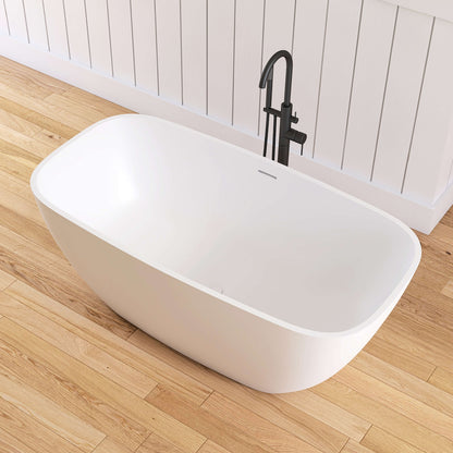 Medunjess Chelsea 59'' Freestanding Tub Solid Surface Freestanding Soaking Bathtub