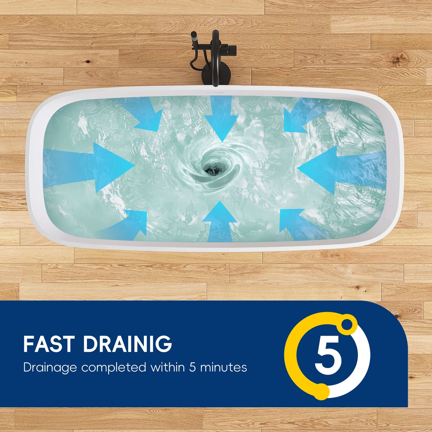 Medunjess 67'' Freestanding Soaking Bathtub Solid Surface Soaking Tubs in Matte White