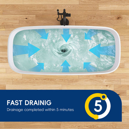 Medunjess 67'' Freestanding Soaking Bathtub Solid Surface Soaking Tubs in Matte White