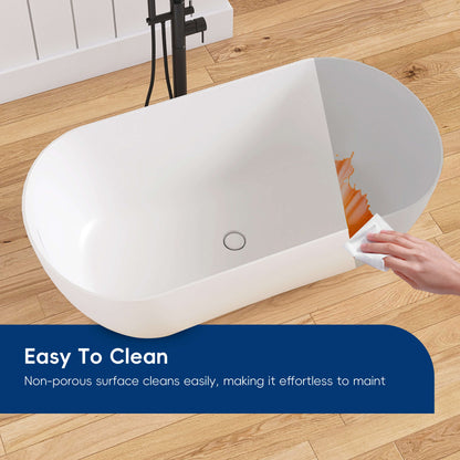 Medunjess 51'' Freestanding immersion solid surface bathtubs