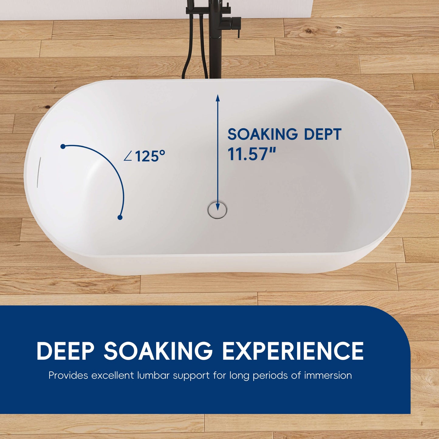 Medunjess 51'' Freestanding immersion solid surface bathtubs