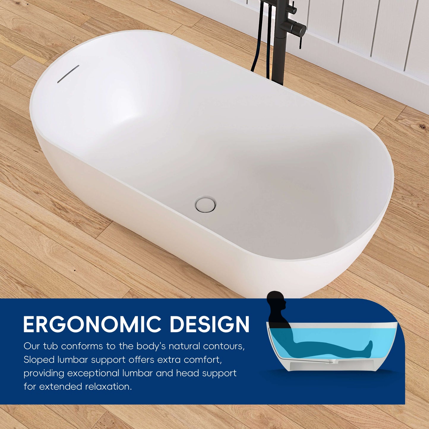 Medunjess 51'' Freestanding immersion solid surface bathtubs