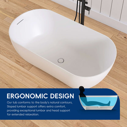 Medunjess 51'' Freestanding immersion solid surface bathtubs