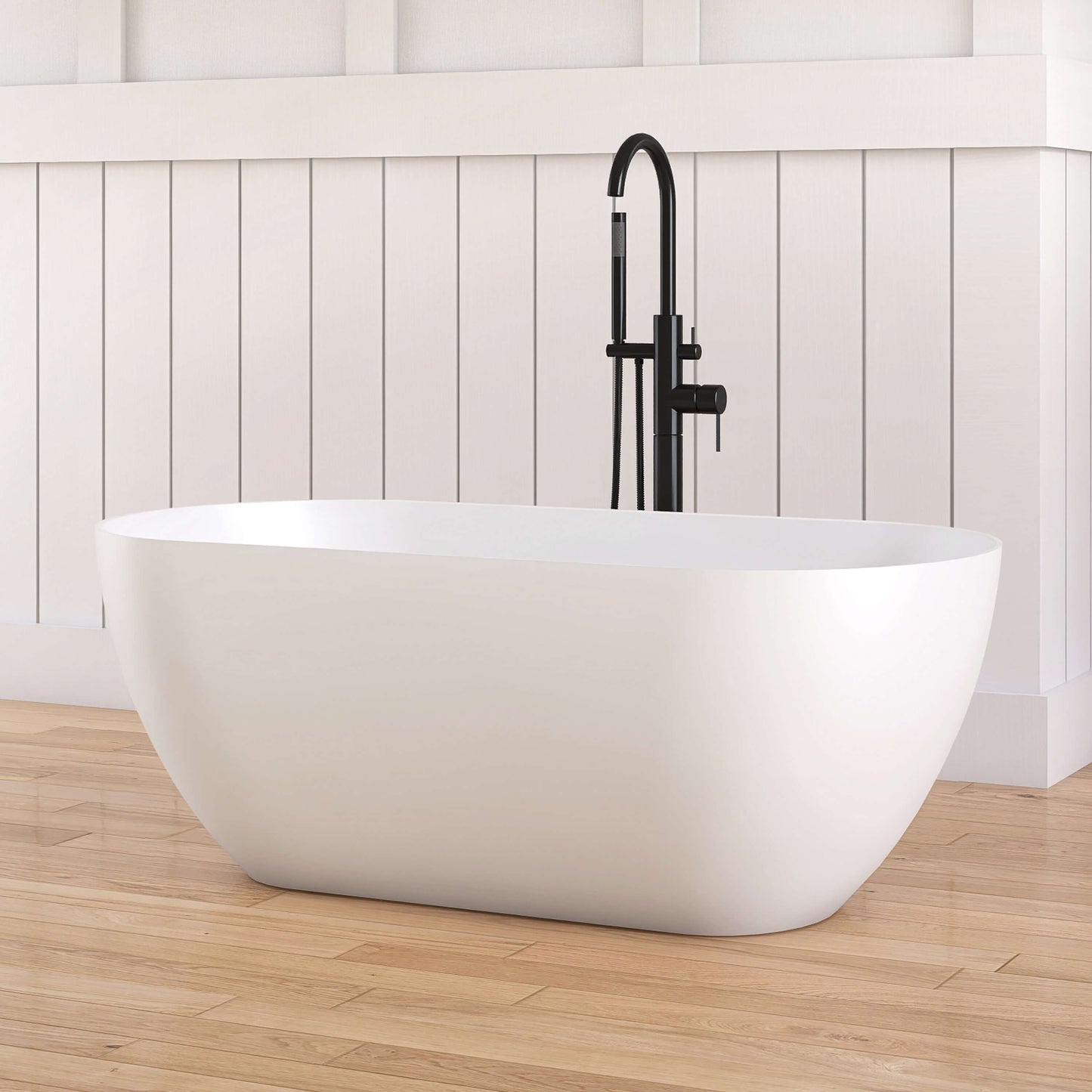Medunjess 51'' Freestanding immersion solid surface bathtubs