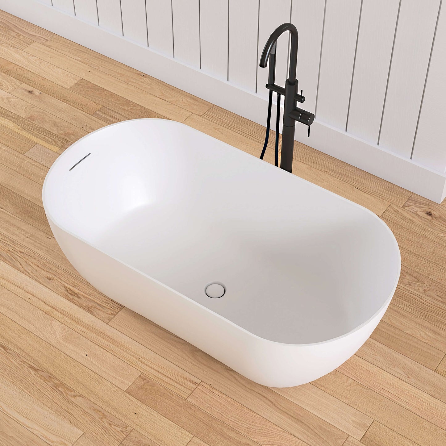 Medunjess 51'' Freestanding immersion solid surface bathtubs
