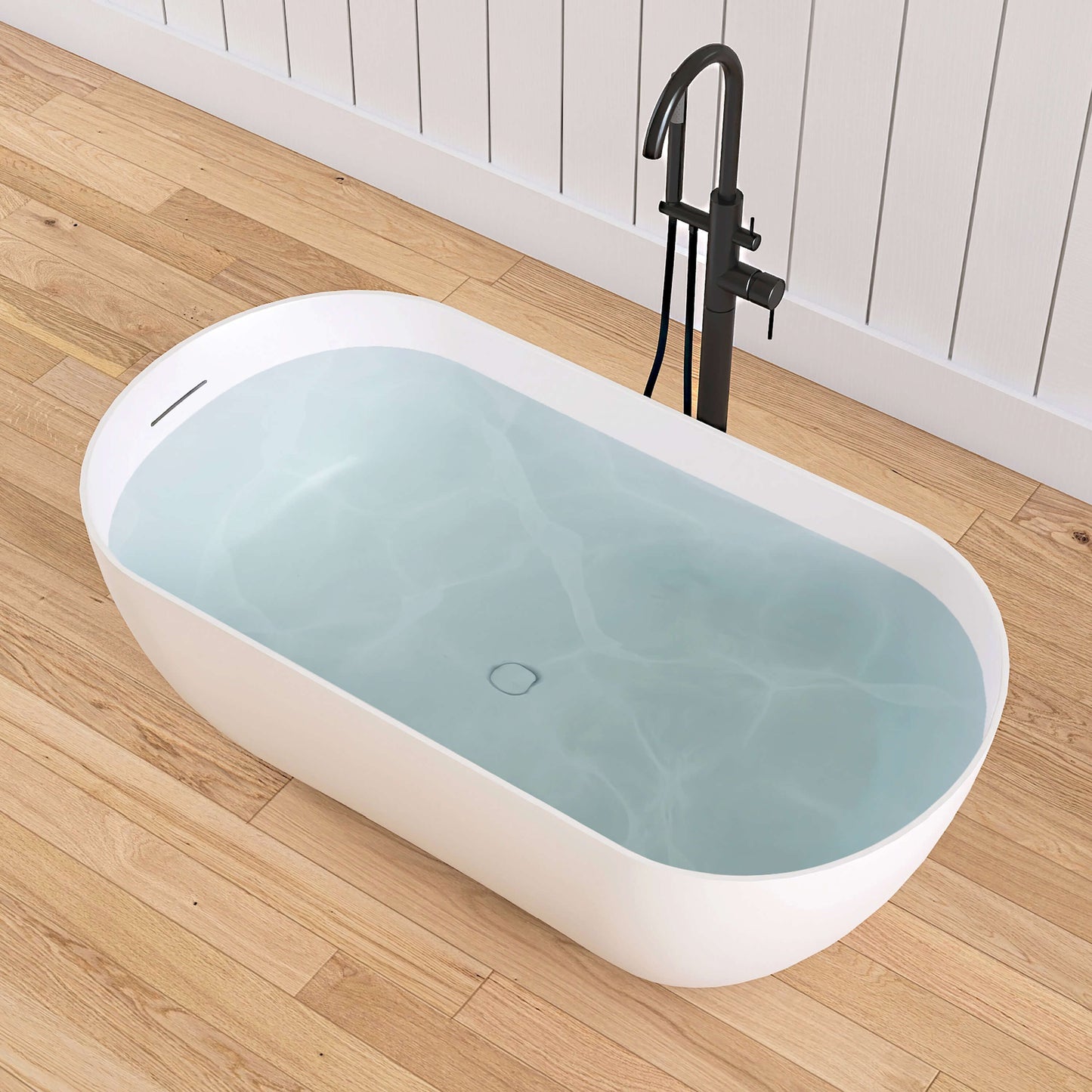 Medunjess 51'' Freestanding immersion solid surface bathtubs