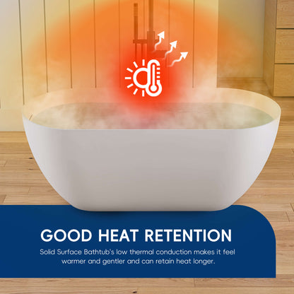 Medunjess 51'' Freestanding immersion solid surface bathtubs