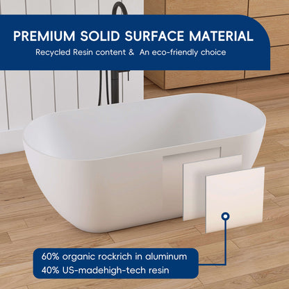 Medunjess 51'' Freestanding immersion solid surface bathtubs