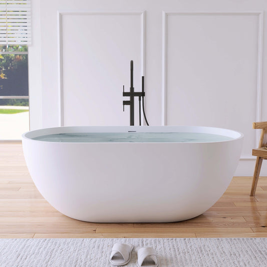 Medunjess 59'' Freestanding immersion solid surface bathtubs