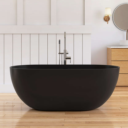 Medunjess 59'' Freestanding immersion solid surface bathtubs