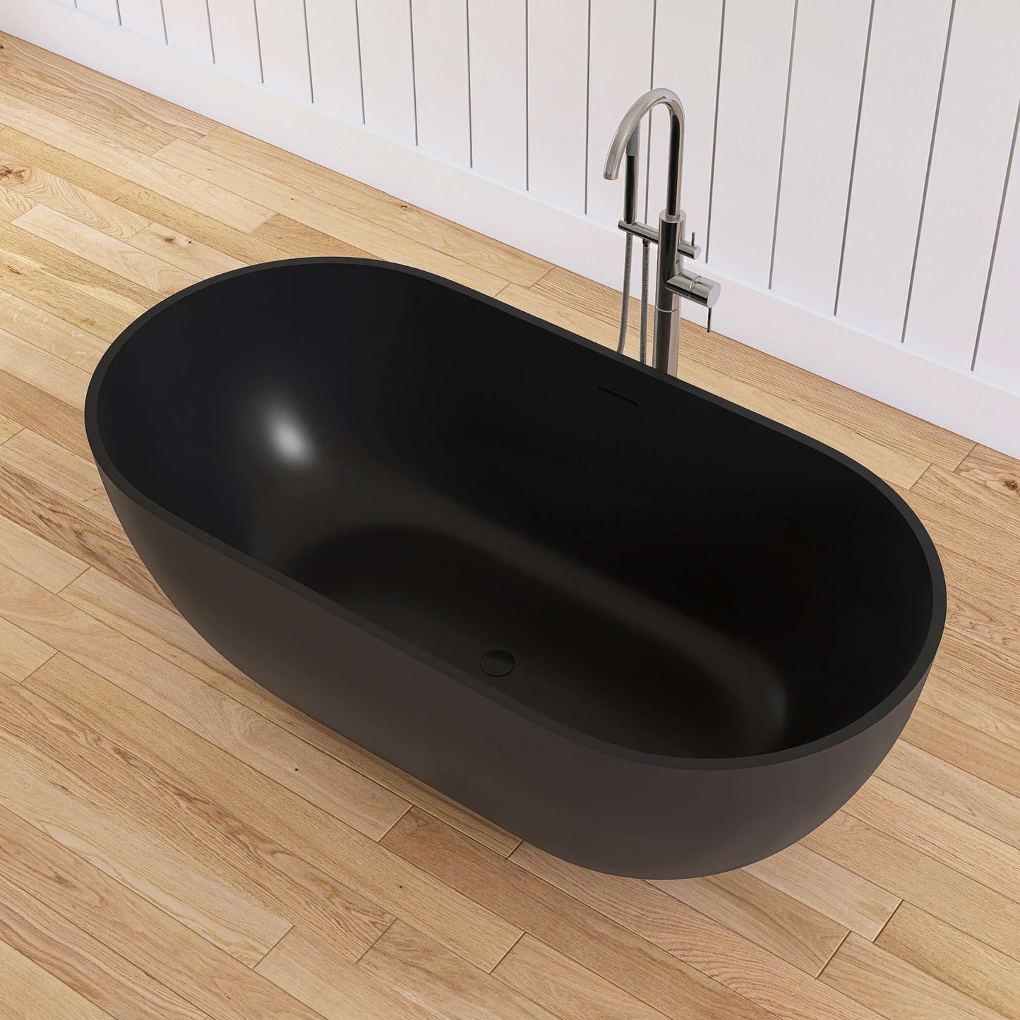 Medunjess 59'' Freestanding immersion solid surface bathtubs