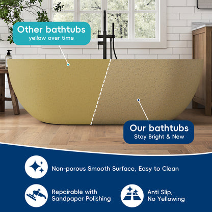 Medunjess Forma 69" Freestanding Soaking Bathtub Beige Granules