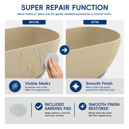 Medunjess Forma 69" Freestanding Soaking Bathtub Beige Granules