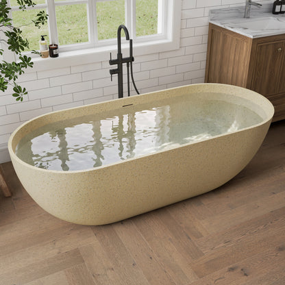 Medunjess Forma 69" Freestanding Soaking Bathtub Beige Granules