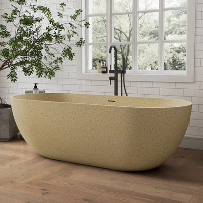 Medunjess Forma 69" Freestanding Soaking Bathtub Beige Granules