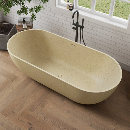 Medunjess Forma 69" Freestanding Soaking Bathtub Beige Granules