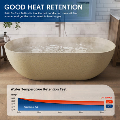 Medunjess Forma 69" Freestanding Soaking Bathtub Beige Granules
