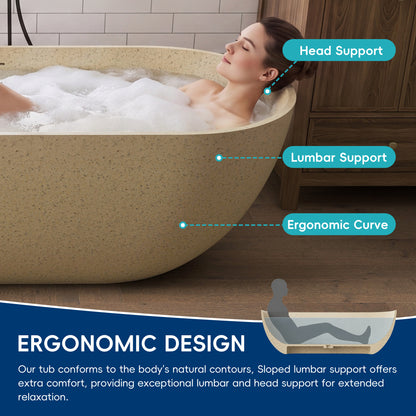 Medunjess Forma 69" Freestanding Soaking Bathtub Beige Granules