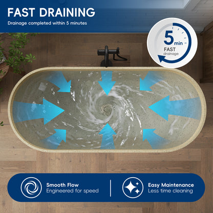 Medunjess Forma 69" Freestanding Soaking Bathtub Beige Granules