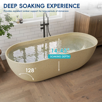 Medunjess Forma 69" Freestanding Soaking Bathtub Beige Granules