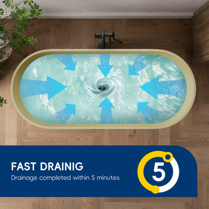 Medunjess 69" Caelus Solid Surface Soaking Freestanding Oval Bathtub