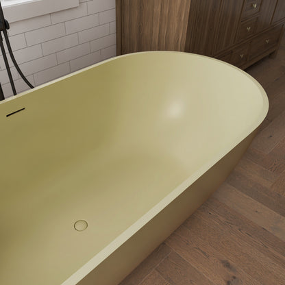 Medunjess 69" Caelus Solid Surface Soaking Freestanding Oval Bathtub
