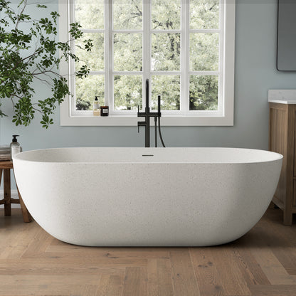 Medunjess 69" Particles Caelus Solid Surface Soaking Freestanding Oval Bathtub