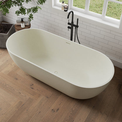 Medunjess 69" Particles Caelus Solid Surface Soaking Freestanding Oval Bathtub