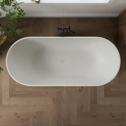 Medunjess 69" Particles Caelus Solid Surface Soaking Freestanding Oval Bathtub