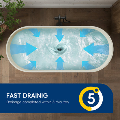 Medunjess 69" Particles Caelus Solid Surface Soaking Freestanding Oval Bathtub