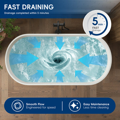 Medunjess 69" Particles Caelus Solid Surface Soaking Freestanding Oval Bathtub