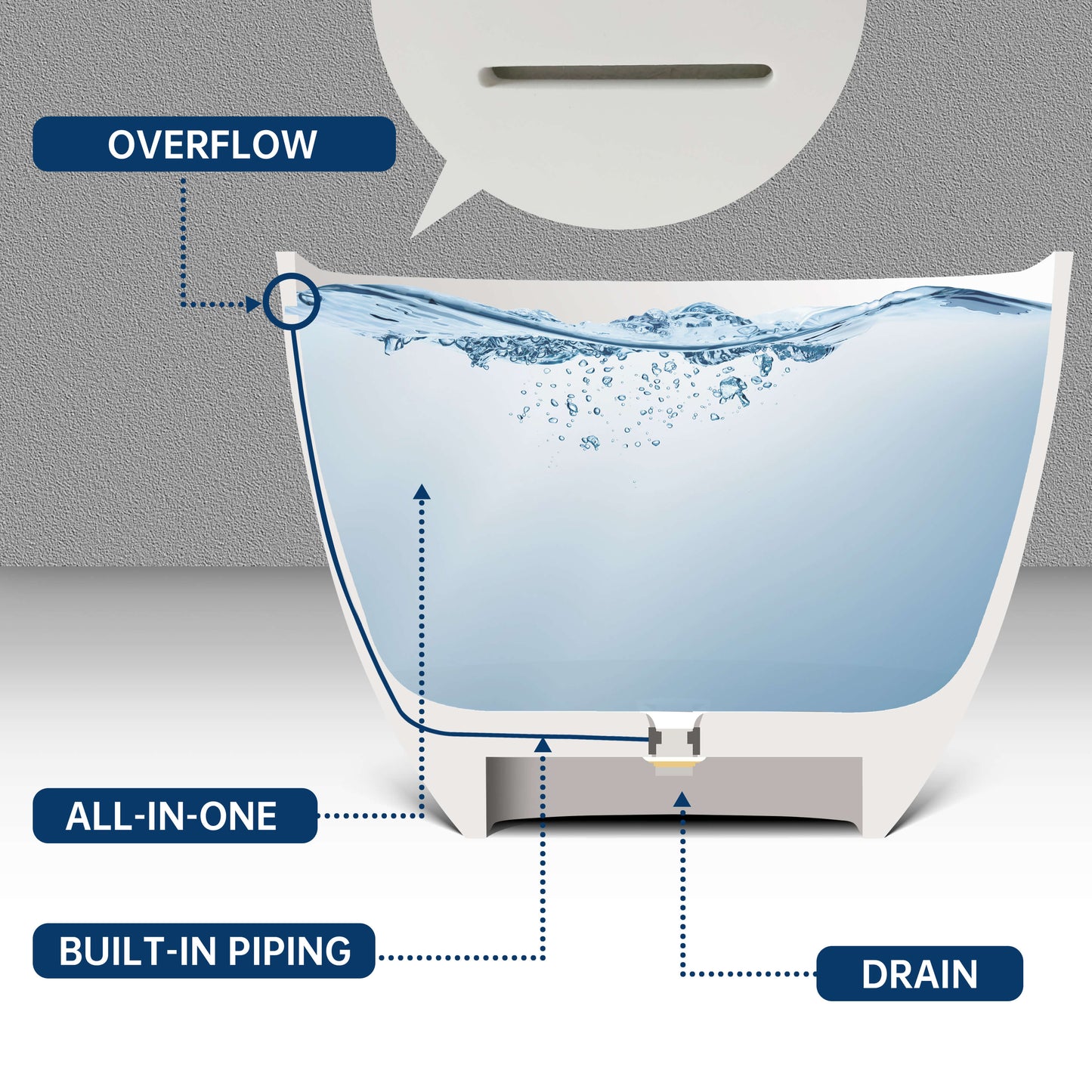 Medunjess 69" Freestanding Soaking Bathtub Solid Surface Stone Resin Soaking Tubs