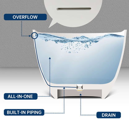 Medunjess 69" Freestanding Soaking Bathtub Solid Surface Stone Resin Soaking Tubs