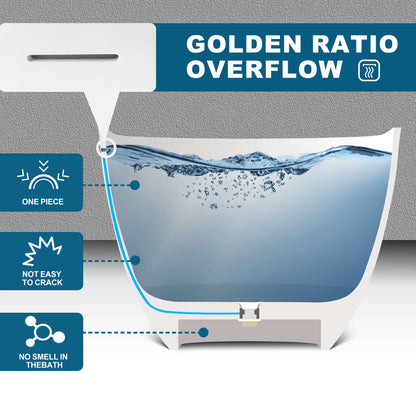 Medunjess 69" Freestanding Soaking Bathtub Solid Surface Stone Resin Soaking Tubs