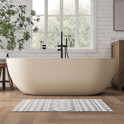 Medunjess 69" Freestanding Soaking Bathtub Solid Surface Stone Resin Soaking Tubs,Milk Coffee