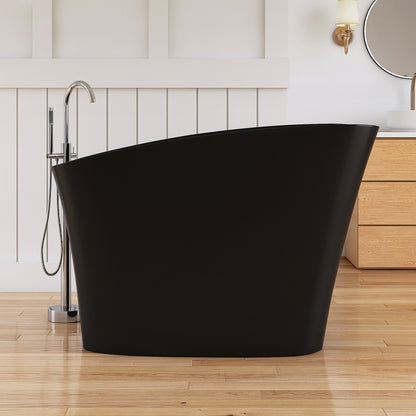 Medunjess 51" Japanese Soaking Tub Solid Surface Freestanding Bathtub