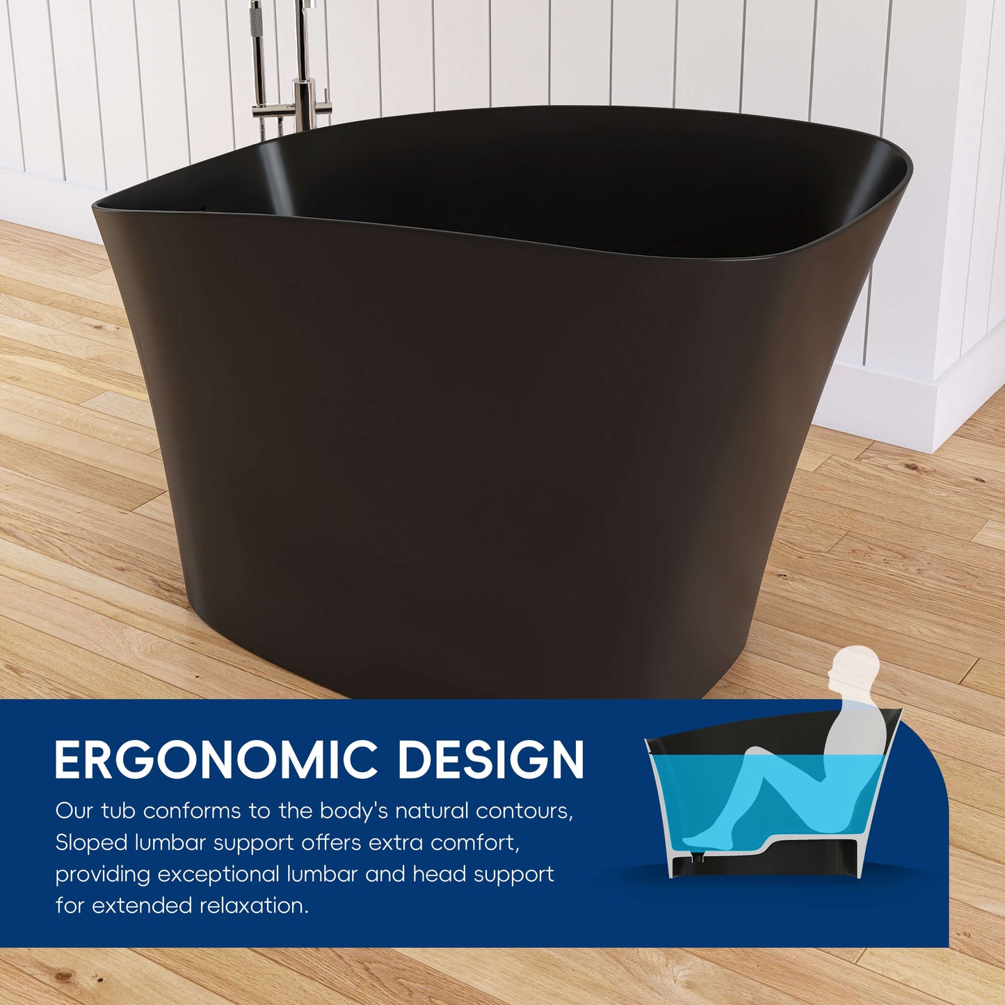 Medunjess 51" Japanese Soaking Tub Freestanding ECO-Friendly,Black