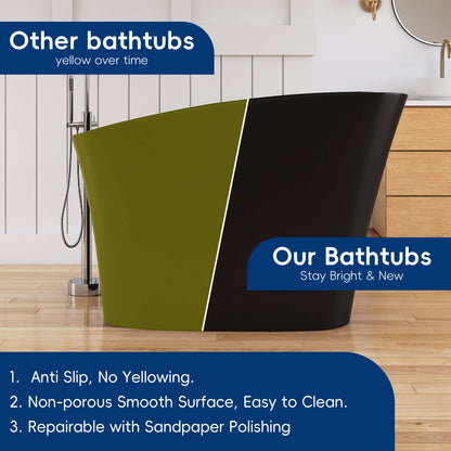 Medunjess 51" Japanese Soaking Tub Freestanding ECO-Friendly,Black