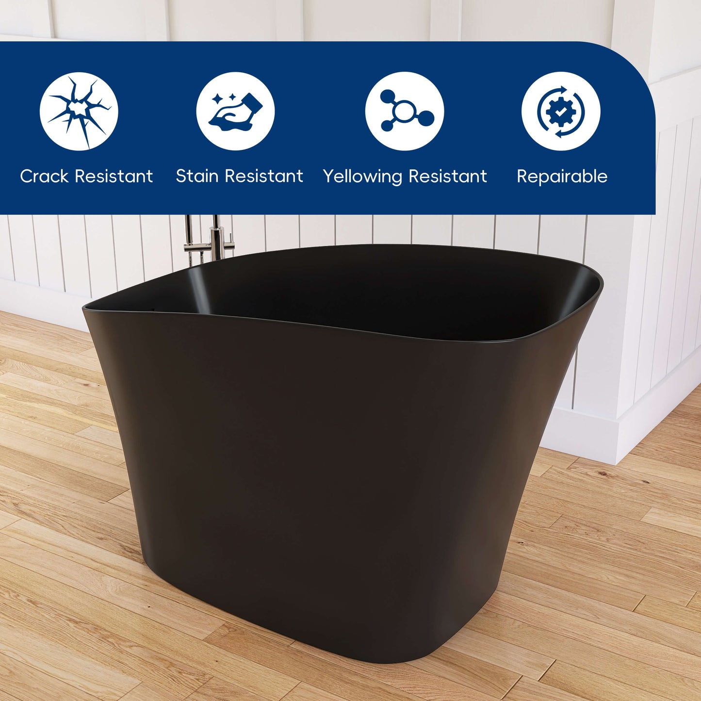 Medunjess 51" Japanese Soaking Tub Freestanding ECO-Friendly,Black
