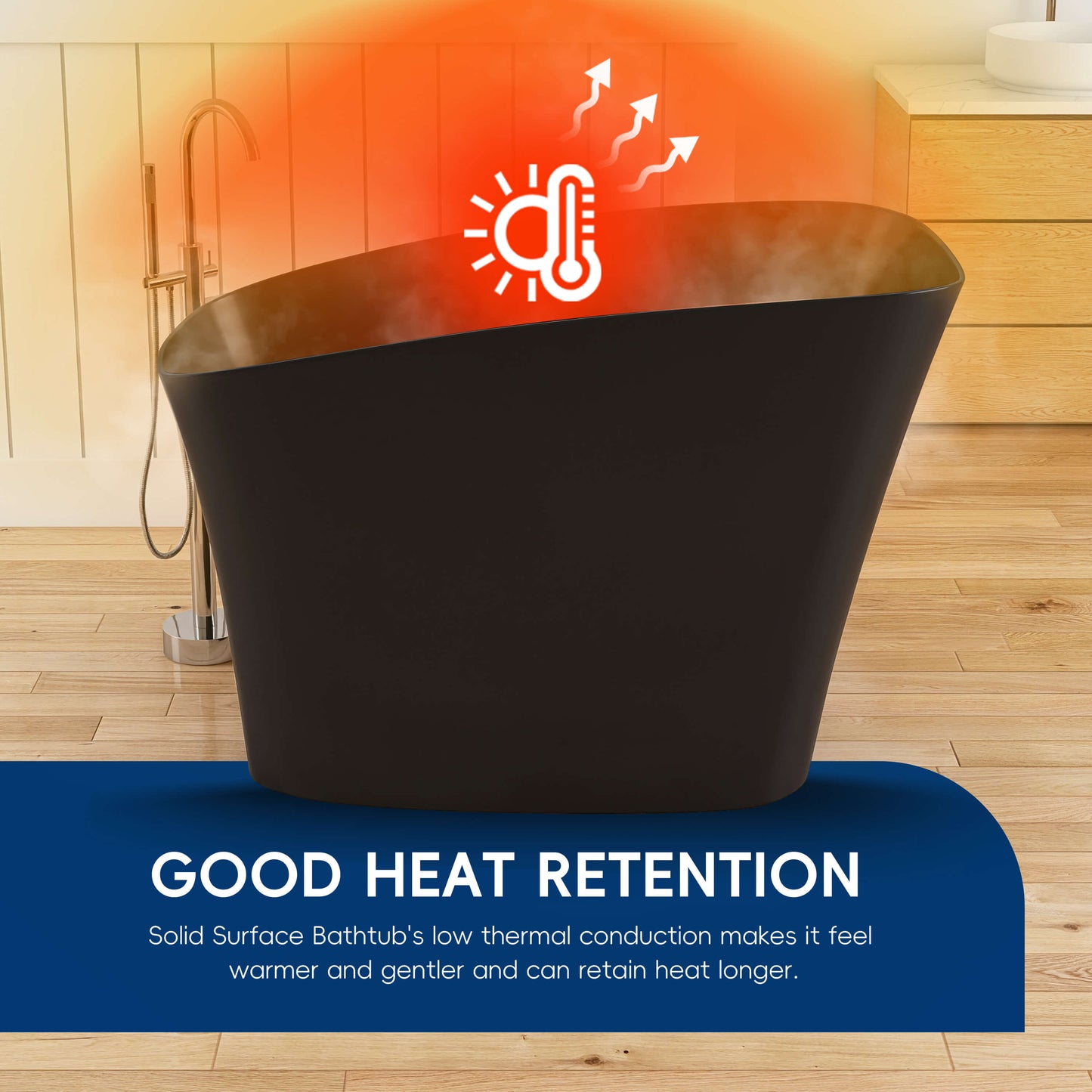 Medunjess 51" Japanese Soaking Tub Freestanding ECO-Friendly,Black