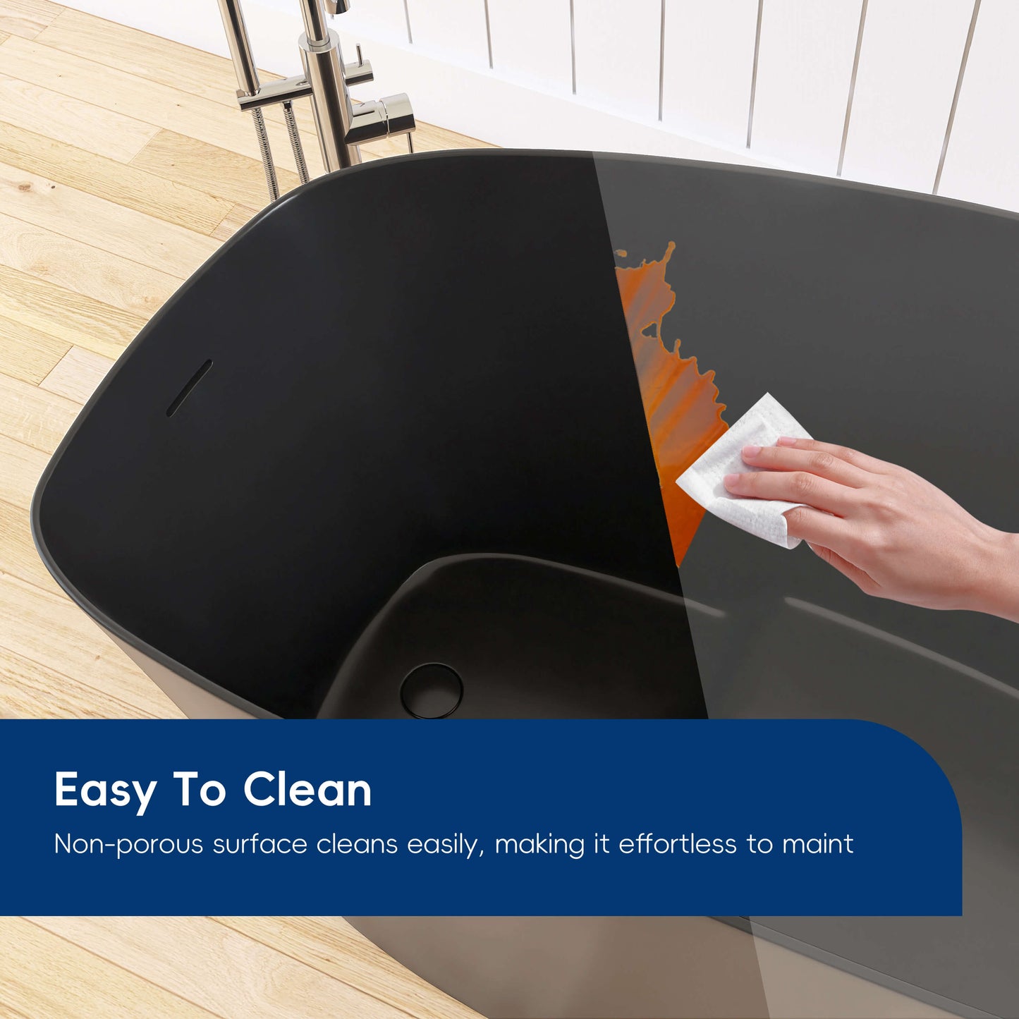 Medunjess 51" Japanese Soaking Tub Freestanding ECO-Friendly,Black