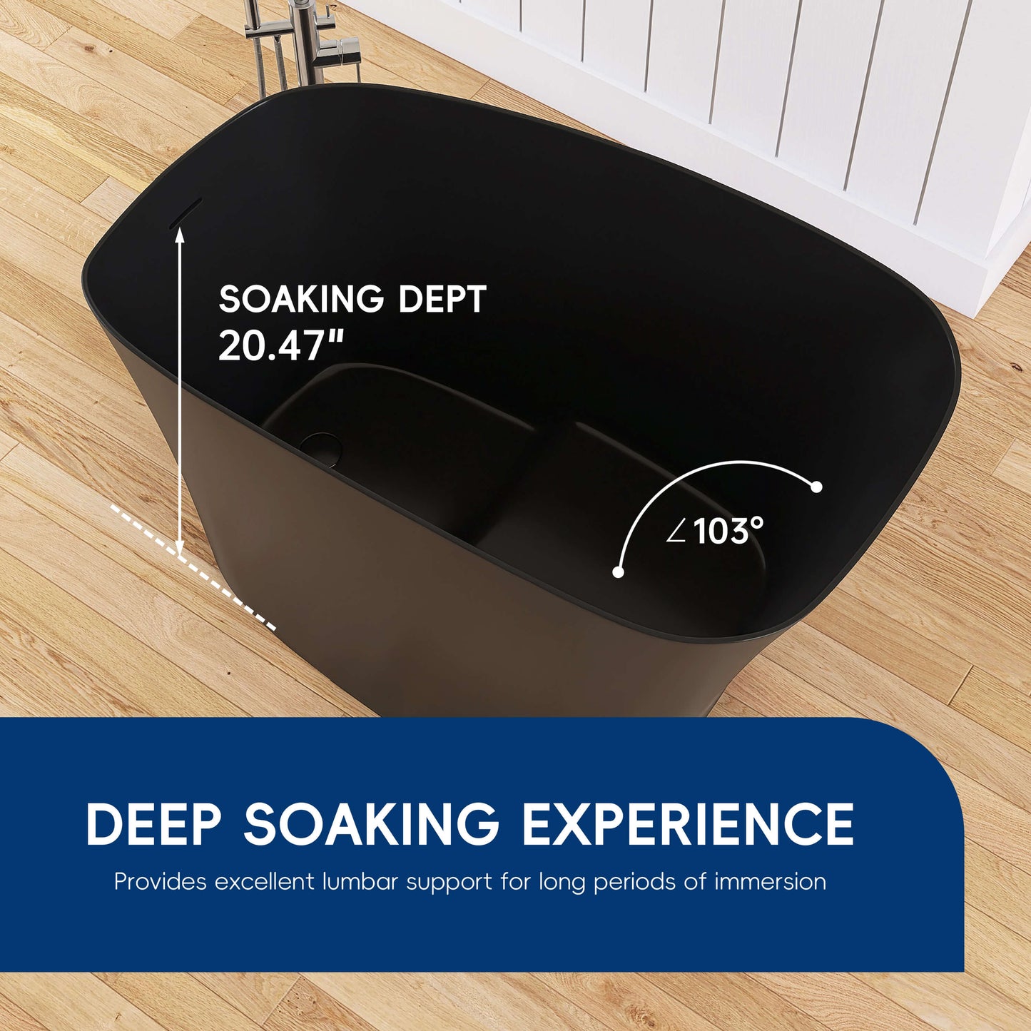 Medunjess 51" Japanese Soaking Tub Freestanding ECO-Friendly,Black