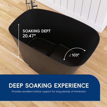 Medunjess 51" Japanese Soaking Tub Freestanding ECO-Friendly,Black