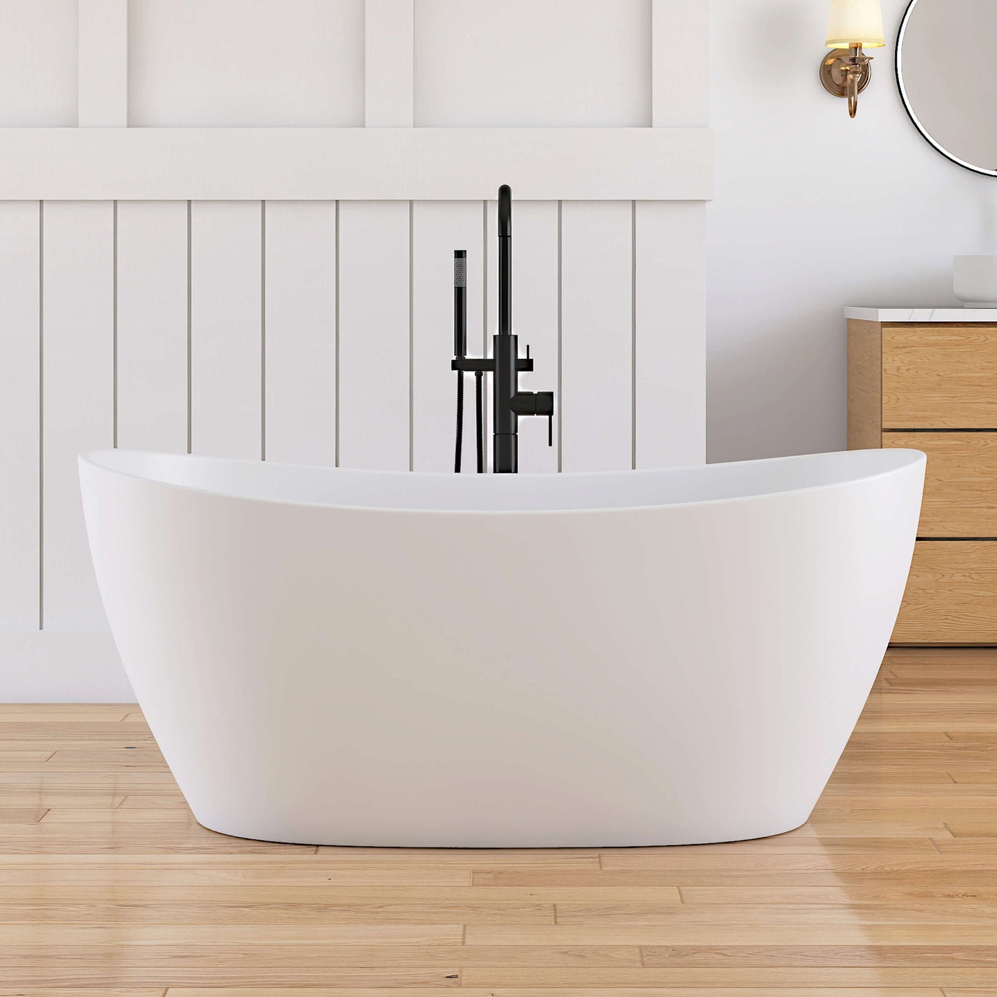 Medunjess 55'' Firmor Freestanding Bathtub Solid Surface Stone