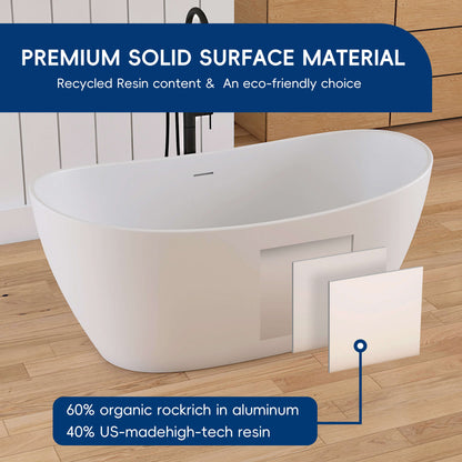 Medunjess 55'' Firmor Freestanding Bathtub Solid Surface Stone