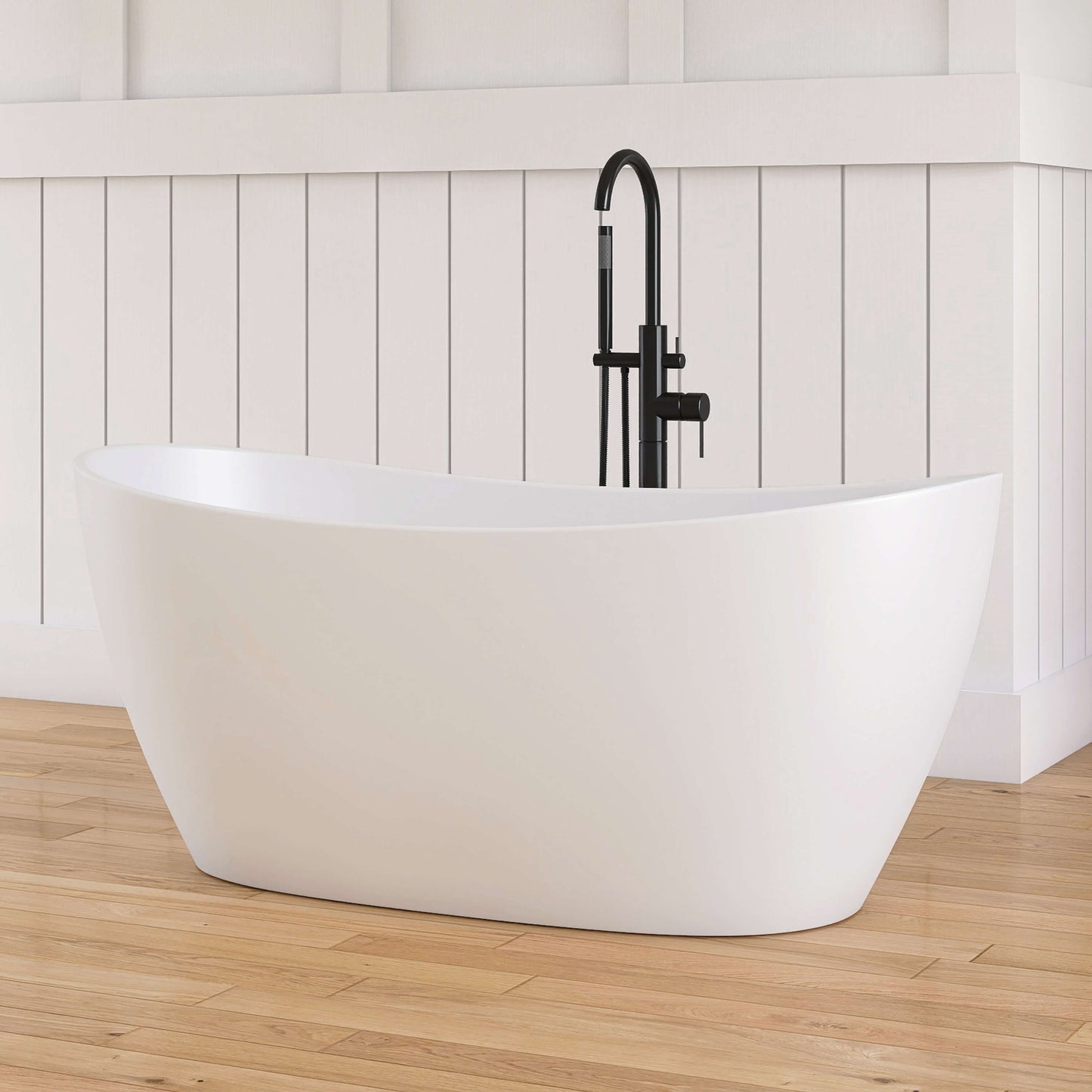 Medunjess 55'' Firmor Freestanding Bathtub Solid Surface Stone