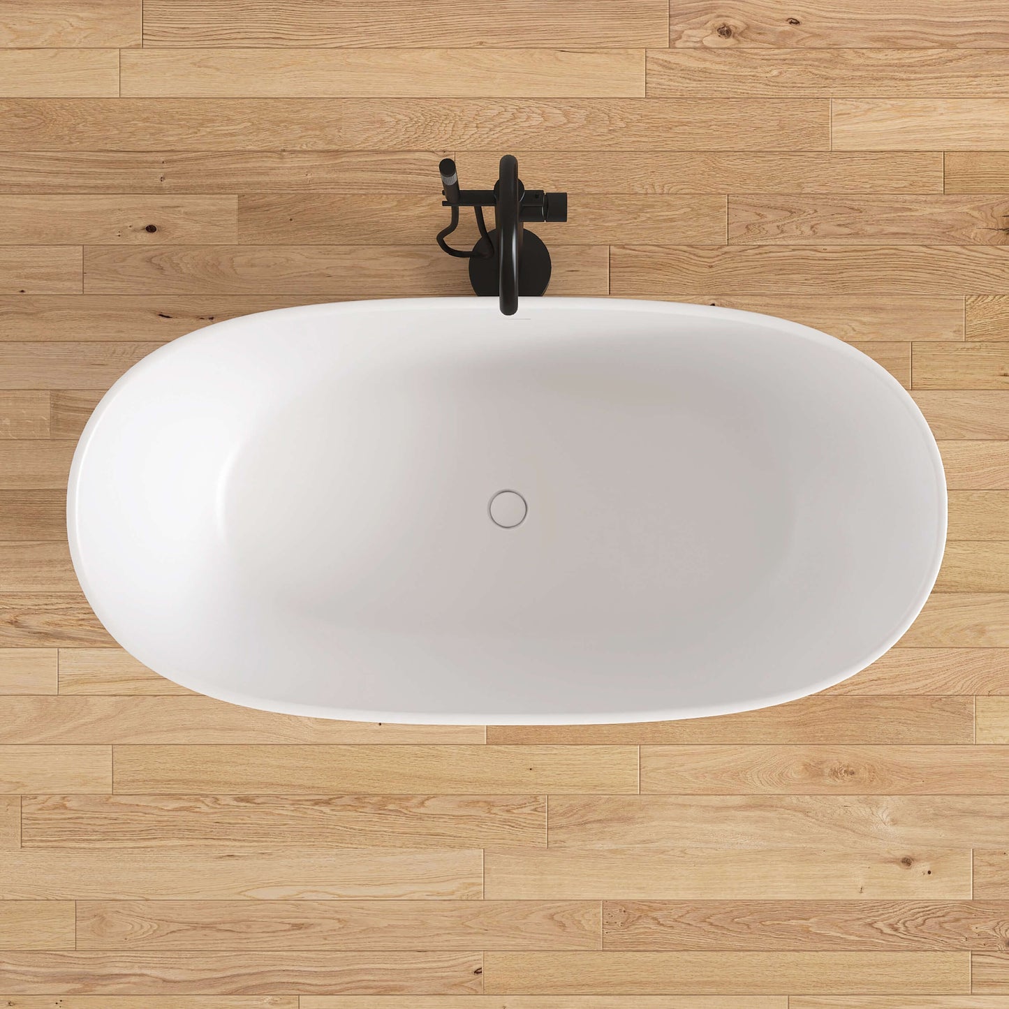 Medunjess 55'' Firmor Freestanding Bathtub Solid Surface Stone