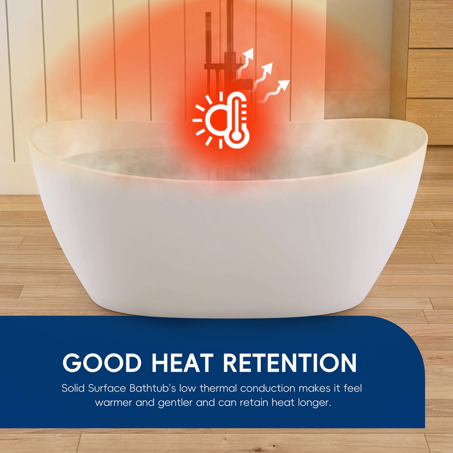 Medunjess 55'' Firmor Freestanding Bathtub Solid Surface Stone