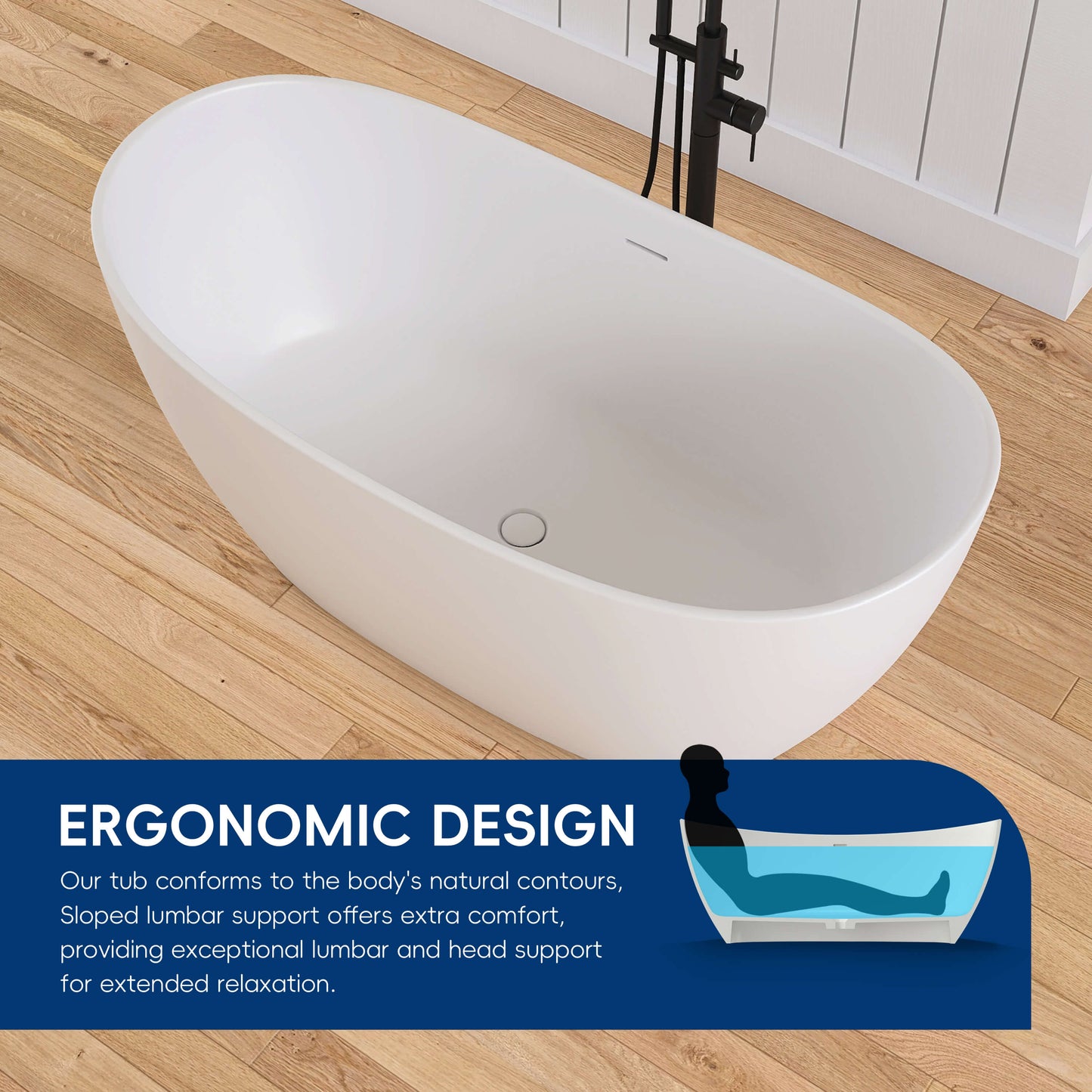 Medunjess 55'' Firmor Freestanding Bathtub Solid Surface Stone